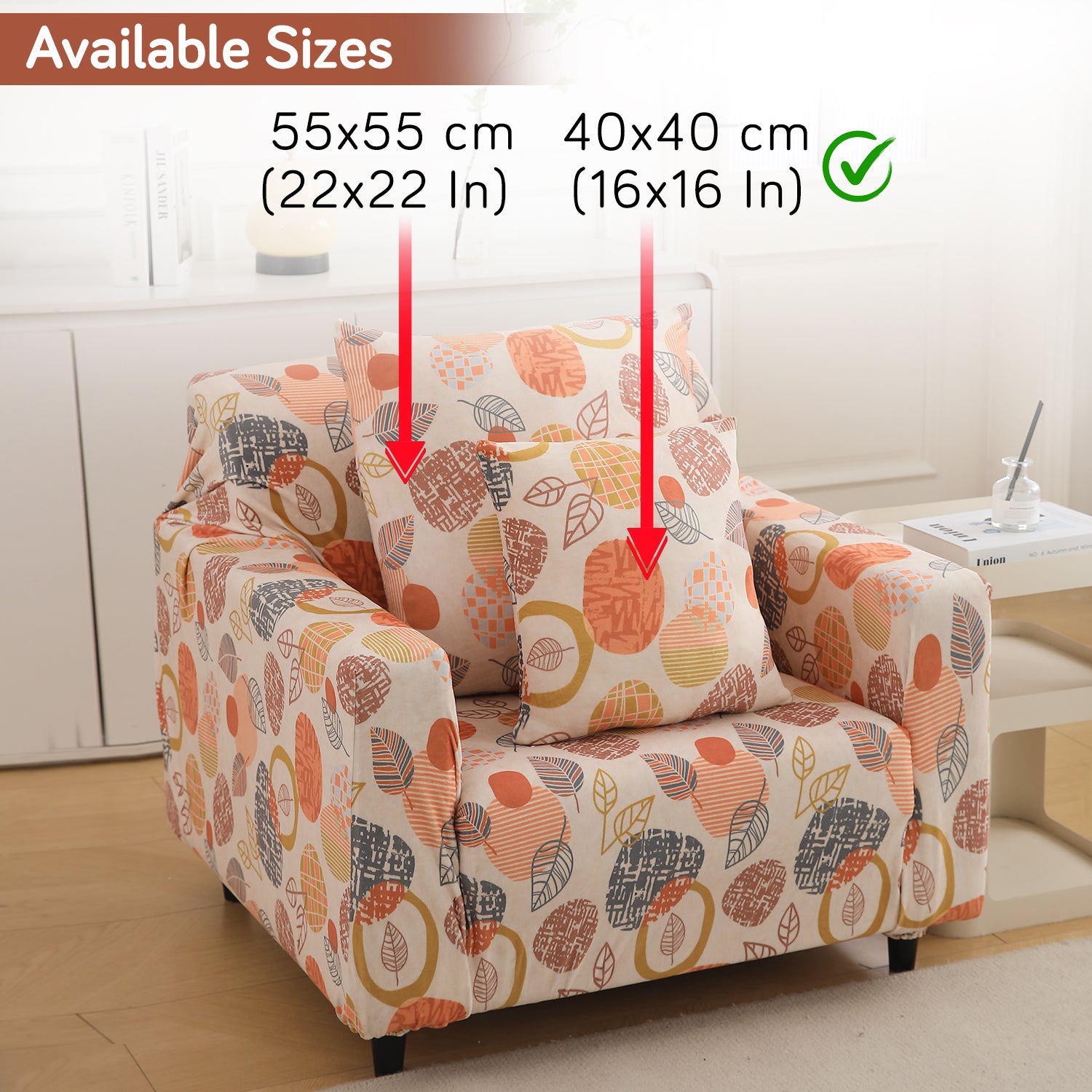 Buy Coral Autumn Leaves Printed Zippered Velvet Cushion Covers | 16x16 & 22x22 Inch Size