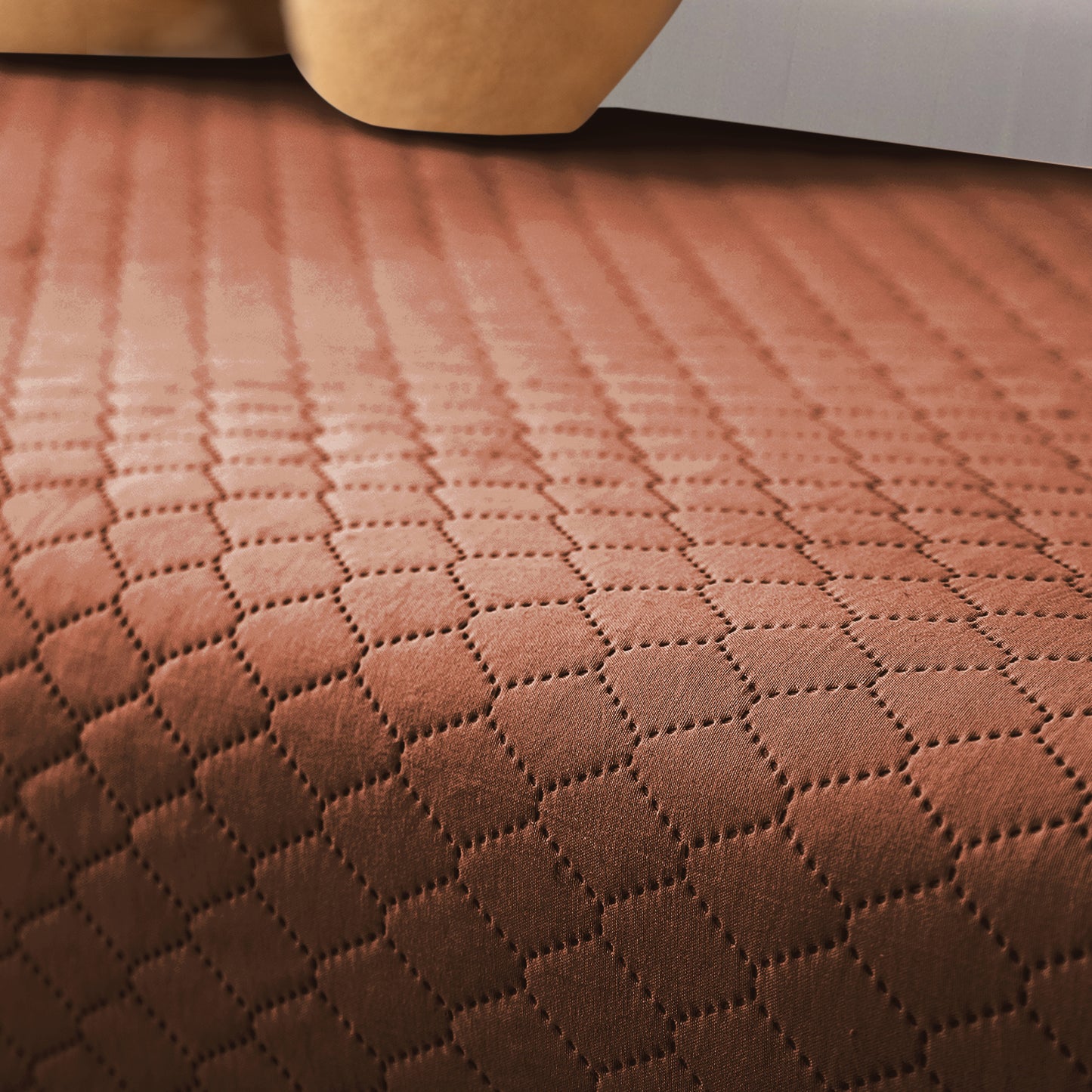 Polyester Quilted Sofa Cover Mats, Brown