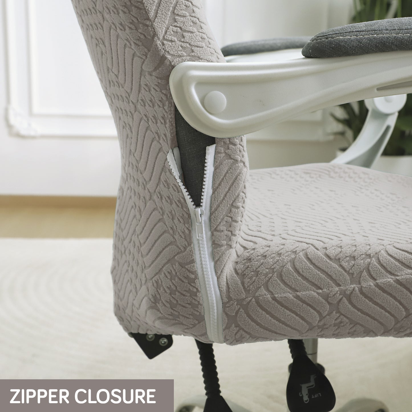 Office Chair Cover for Executive Chair (High-Back) – 170 GSM Stretchable Jacquard – Washable & Anti-Slip – Fits Big & Tall Office Chairs, Taupe Brown