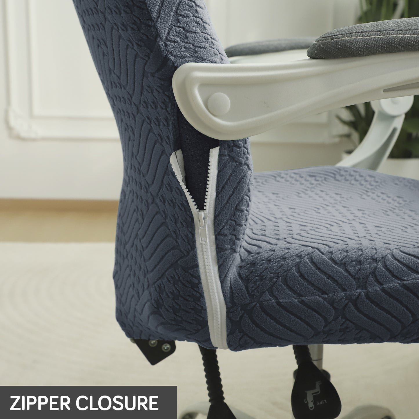 Office Chair Cover for Executive Chair (High-Back) – 170 GSM Stretchable Jacquard – Washable & Anti-Slip – Fits Big & Tall Office Chairs, Dark Grey