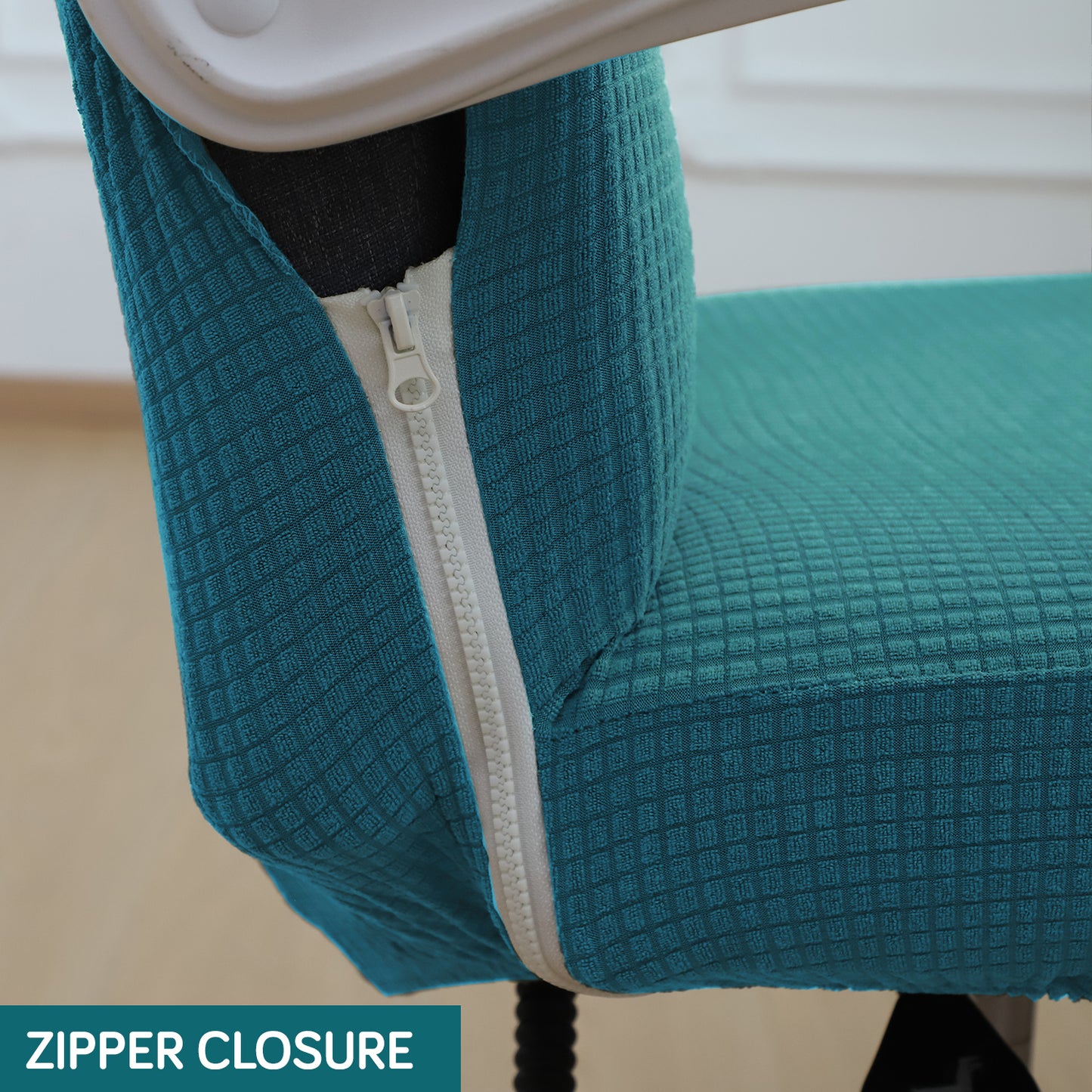 Water Repellent Office Chair Cover for Executive Chair (High-Back) – 210 GSM Stretchable Jacquard – Washable & Anti-Slip – Fits Big & Tall Office Chairs, Teal