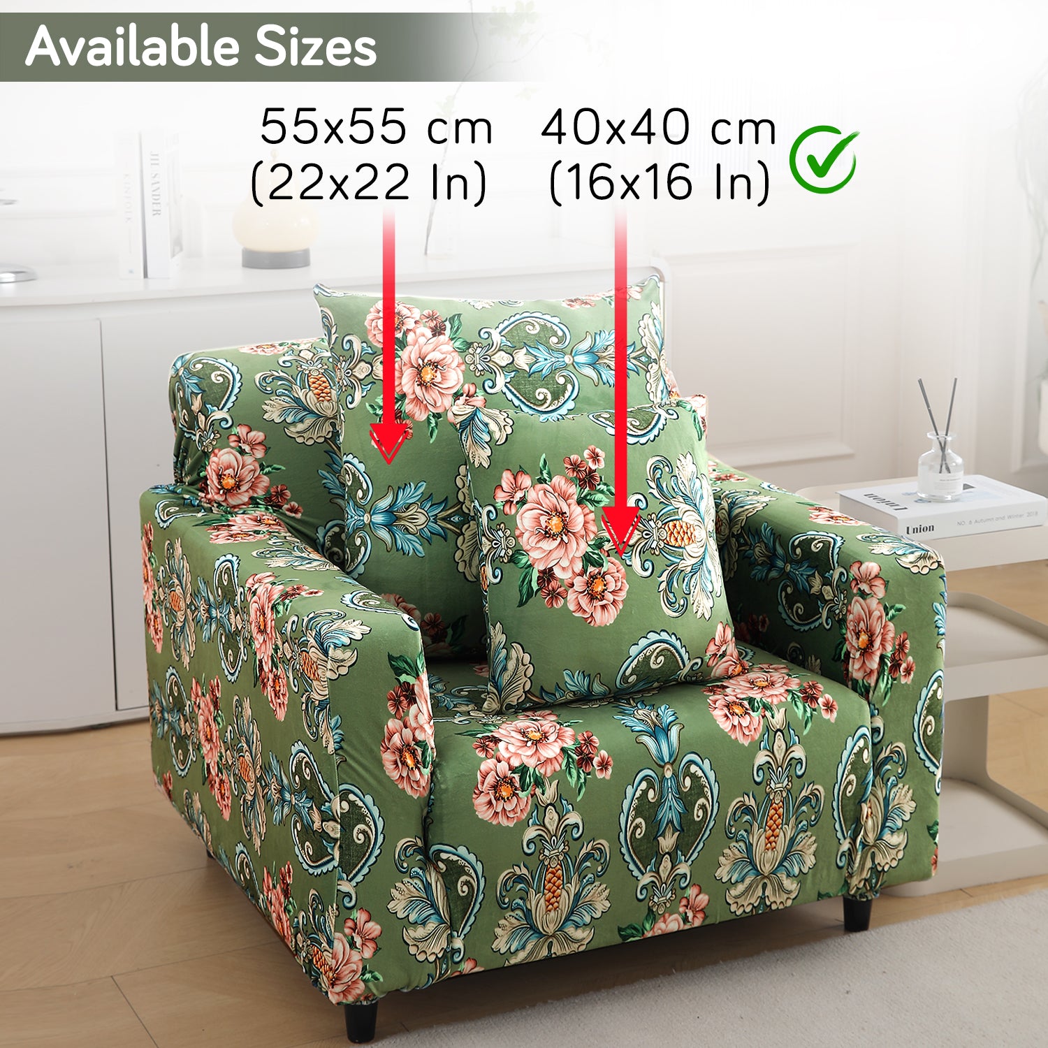 Buy Green Victorian Garden Printed Zippered Velvet Cushion Covers | 16x16 & 22x22 Inch Size