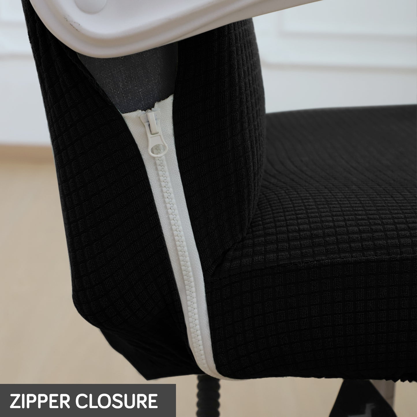 Water Repellent Office Chair Cover for Executive Chair (High-Back) – 210 GSM Stretchable Jacquard – Washable & Anti-Slip – Fits Big & Tall Office Chairs, Black
