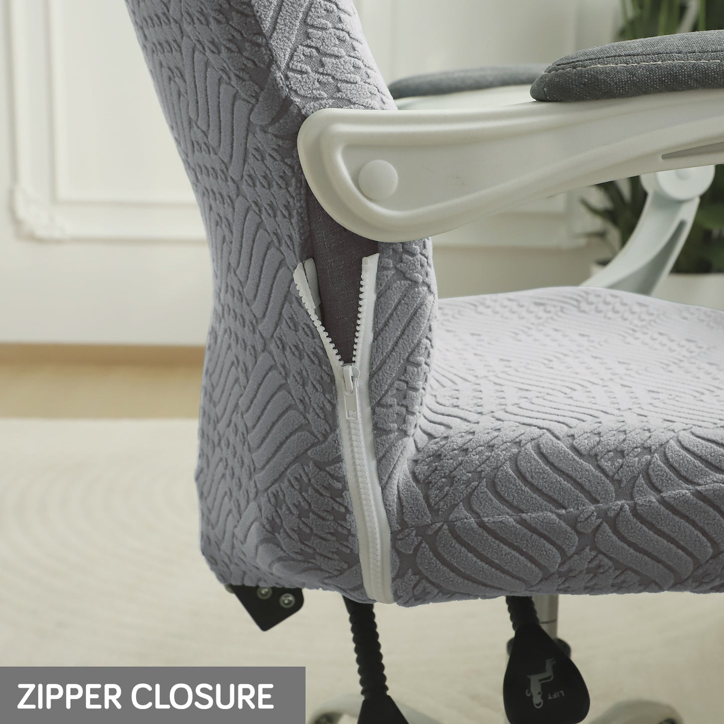 Office Chair Cover for Executive Chair (High-Back) – 170 GSM Stretchable Jacquard – Washable & Anti-Slip – Fits Big & Tall Office Chairs, Light Grey