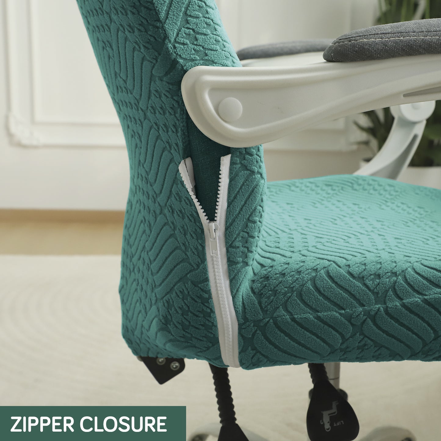 Office Chair Cover for Executive Chair (High-Back) – 170 GSM Stretchable Jacquard – Washable & Anti-Slip – Fits Big & Tall Office Chairs, Green
