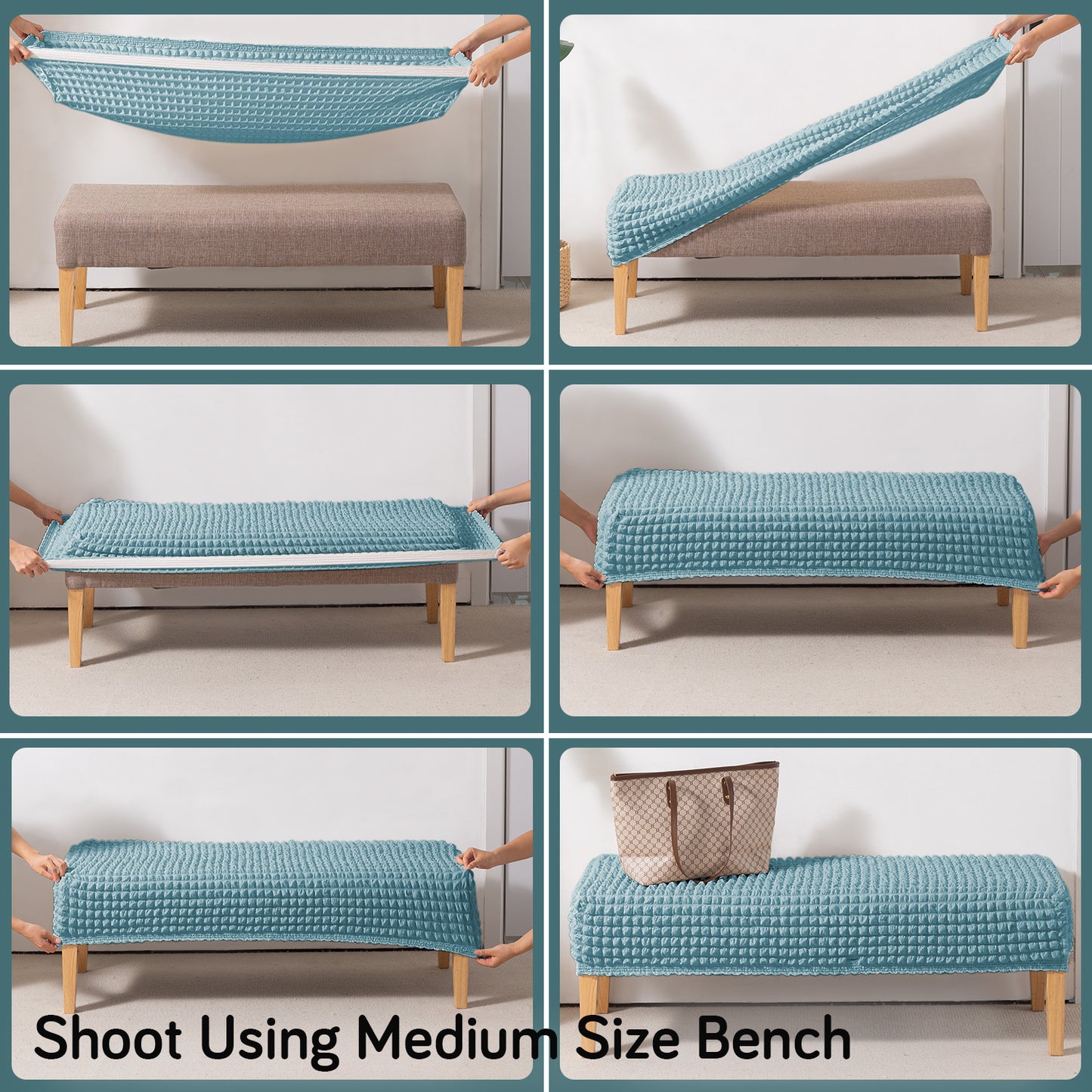 Aria Nova 280 GSM Stretchable Bubble Dining Bench Cover, Tropical Teal