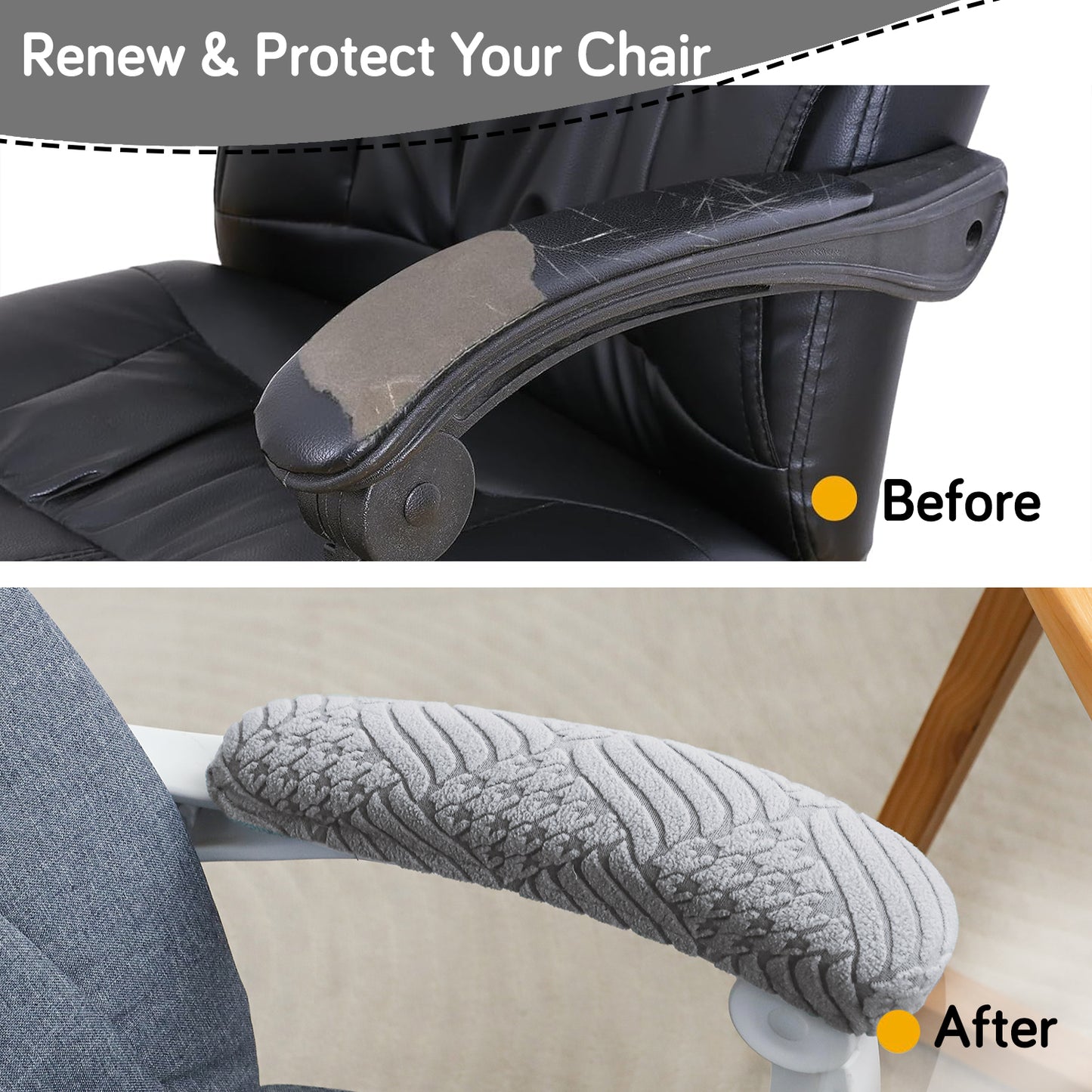 170gsm Jacquard Office Chair Arm Rest Cover (Elastic Style), 1 Pair, Light Grey