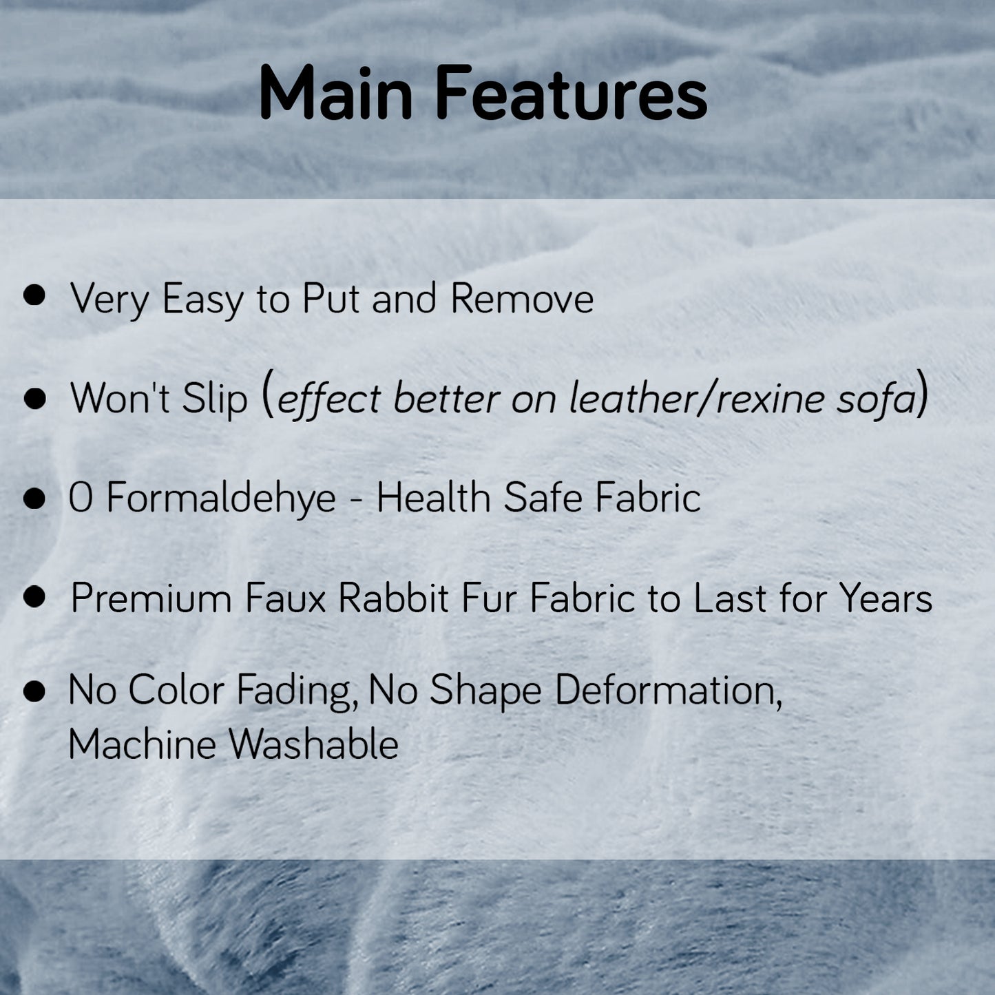 Premium Faux Rabbit Fur Anti Slip Sofa Mat for 1/2/3 Seater, Charm Blue