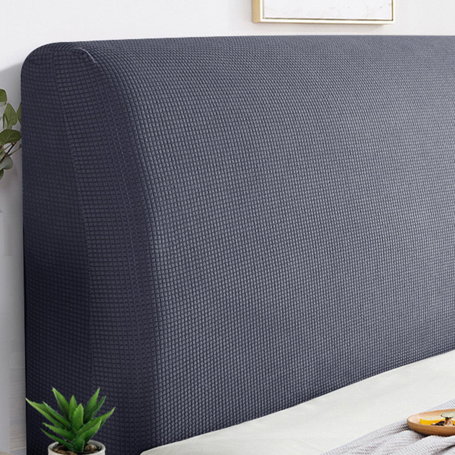HOKIPO Jacquard Stretchable Bed Headboard Cover, Dark Grey