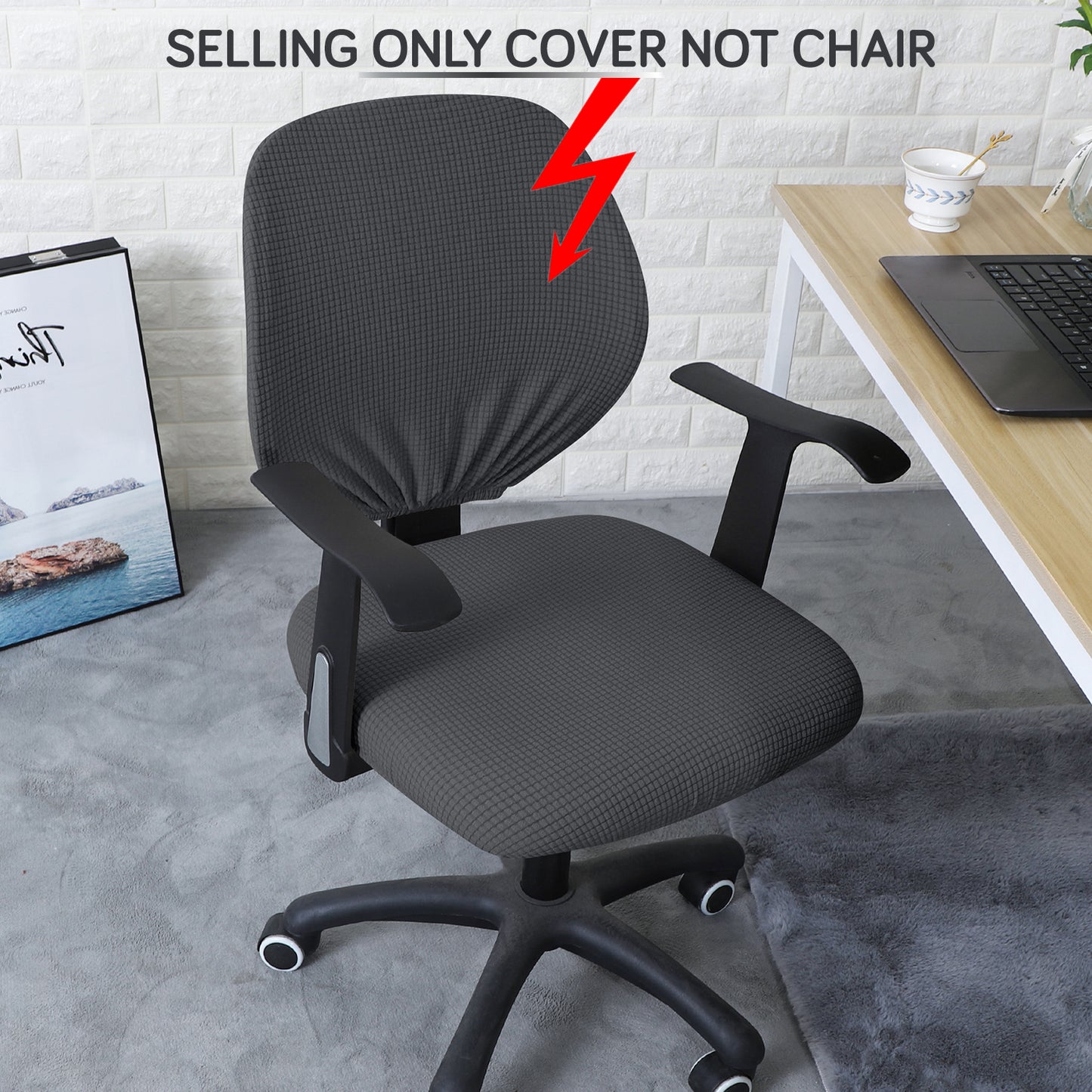 Buy Dark Grey revolving chair cover Chair cover | Hokipo
