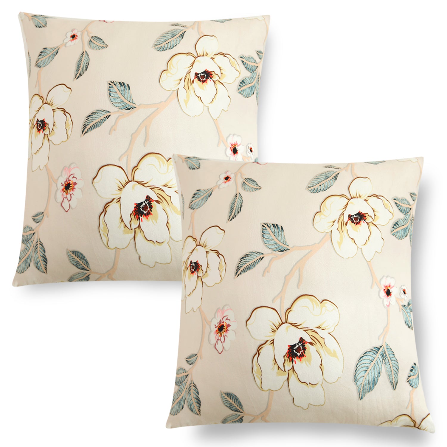 Buy Buttercream Magnolia Whisper Printed Velvet Cushion Covers