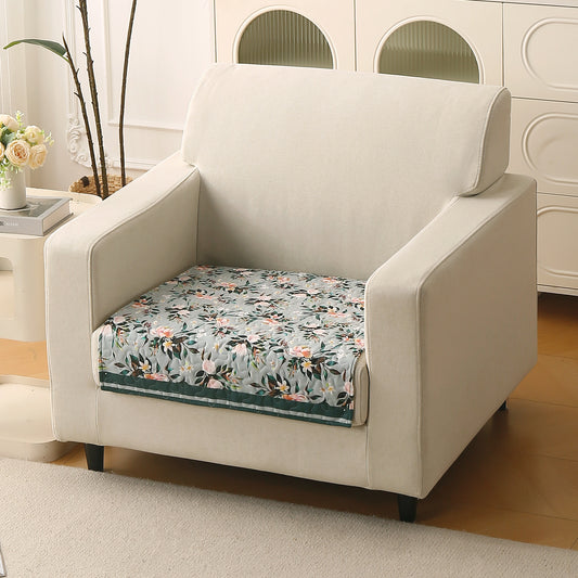 Florentina Series Printed Holland Velvet Sofa Mat - Magnolia Green