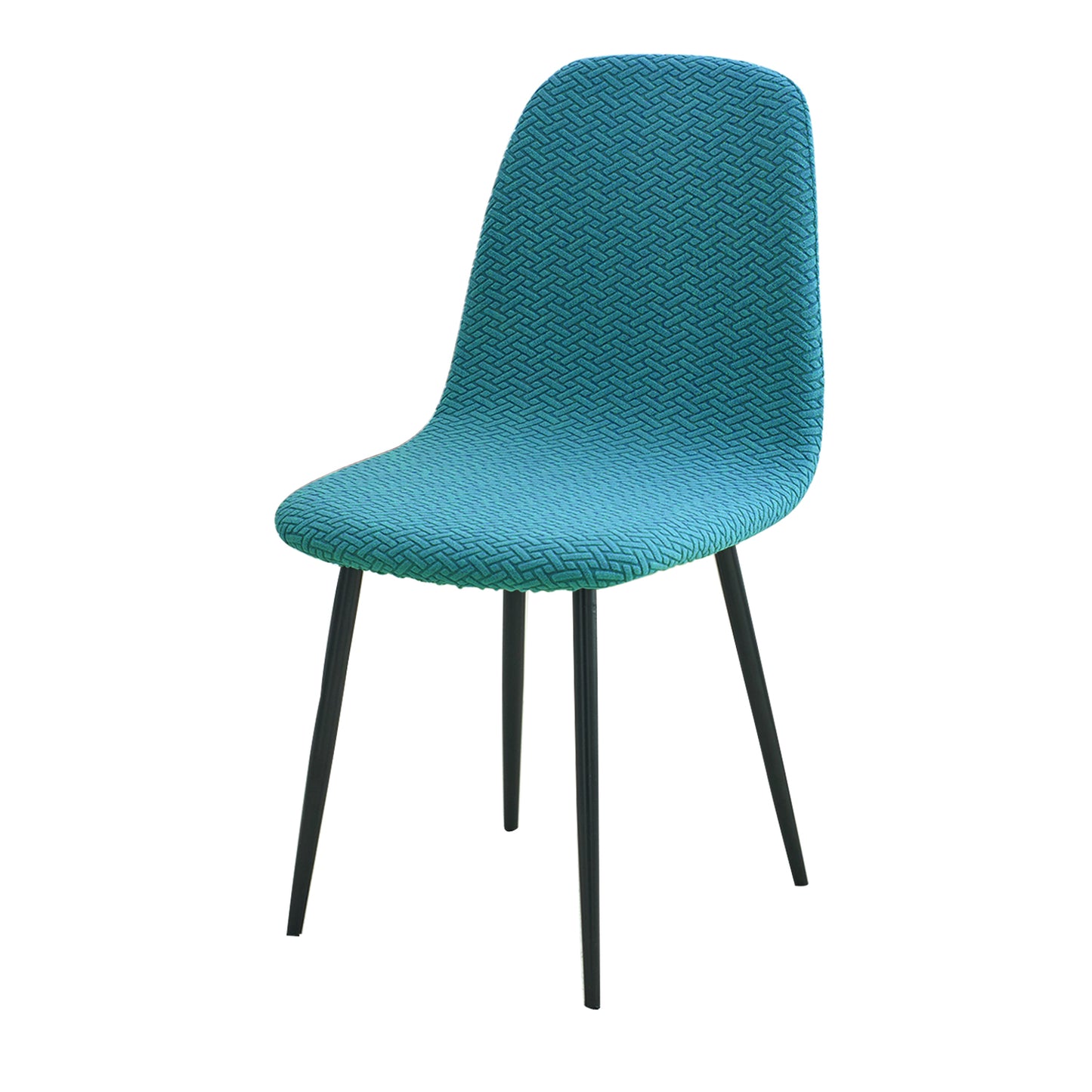 Premium Jacquard Fully Covered Cover for Mid Century Modern Dining Chair, Turquoise