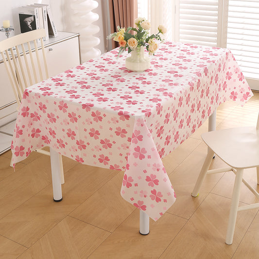 PEVA Waterproof Table Cover Cloth for 2/4/6 Seaters Dining Table | Dustproof Table Cloth for Study & Coffee Table, Valentine Rose Pink