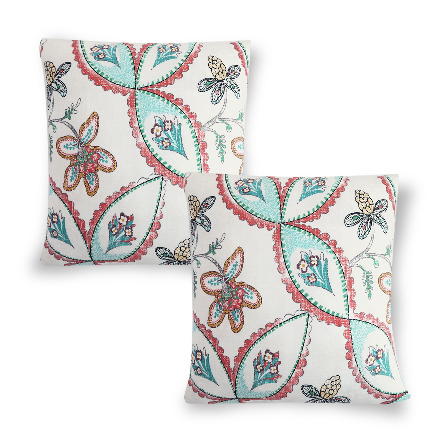 Buy Beige Persian Garden Printed Zippered Square Velvet pillow covers in set of 2