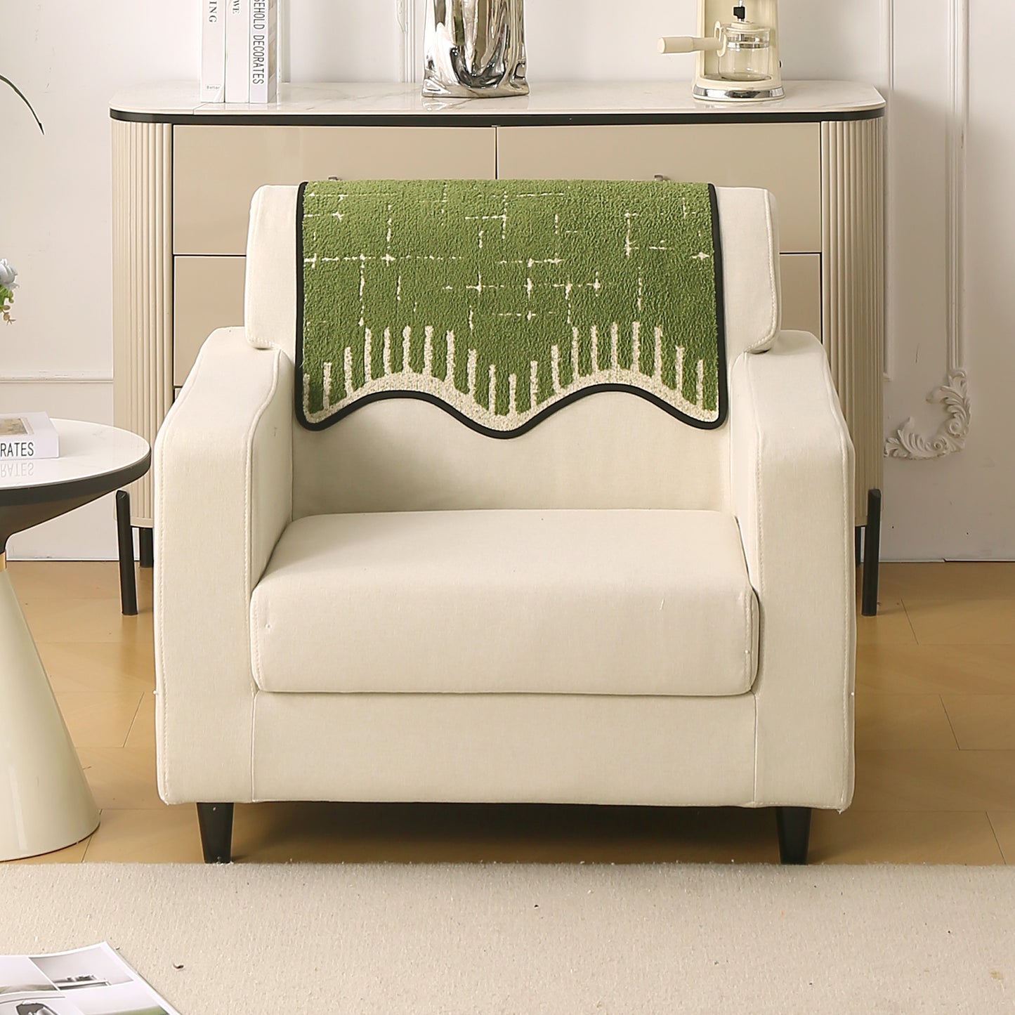 Premium Supple Soft Wavy with Curve Sofa Cover Mat, Green