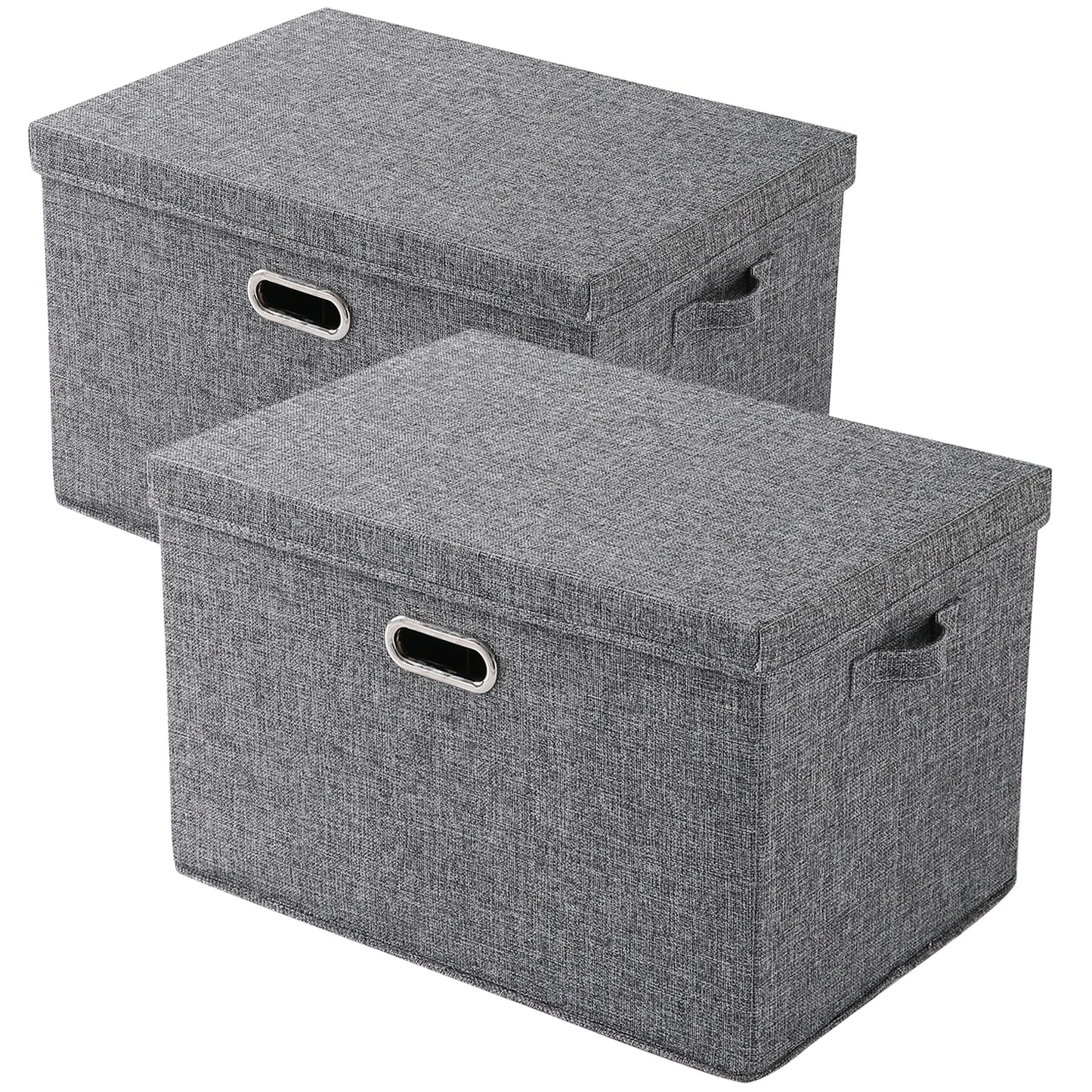 Multipurpose Foldable Storage Box with Lid, Extra Large 50x35x32 cm, Grey
