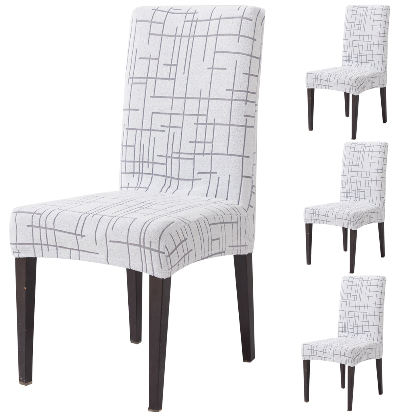 'Crossline Series' 180 GSM Jacquard Chair Cover Set 1/2/4/6, Light Grey
