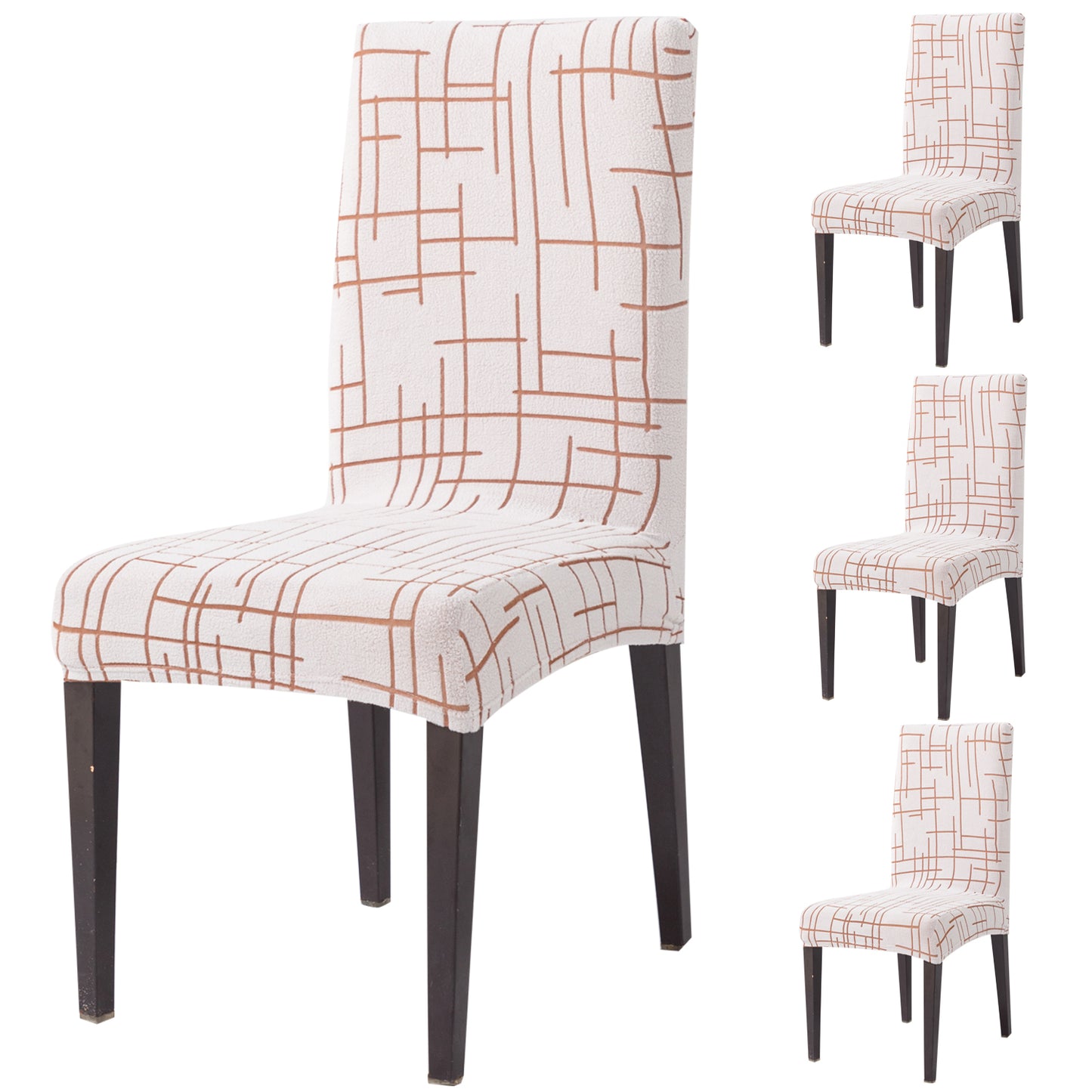 Crossline Series 180 GSM Jacquard Chair Cover Set 1/2/4/6, Rust Brown