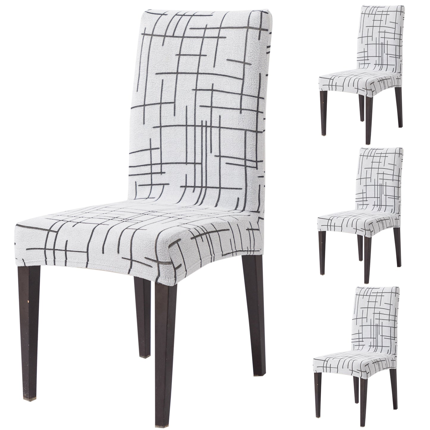 'Crossline Series' 180 GSM Jacquard Chair Cover Set 1/2/4/6, Dark Grey