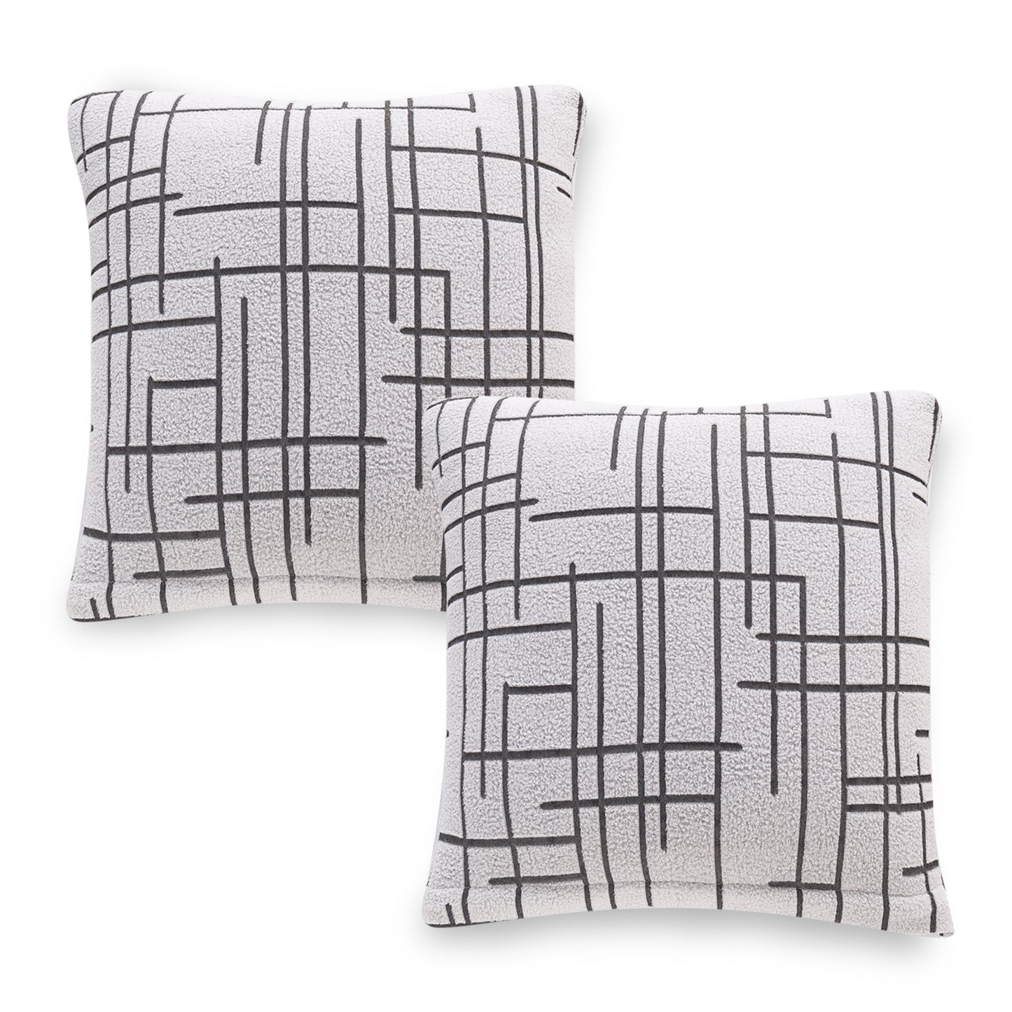 'Crossline Series' Jacquard Cushion Cover Set of 2, Dark Grey