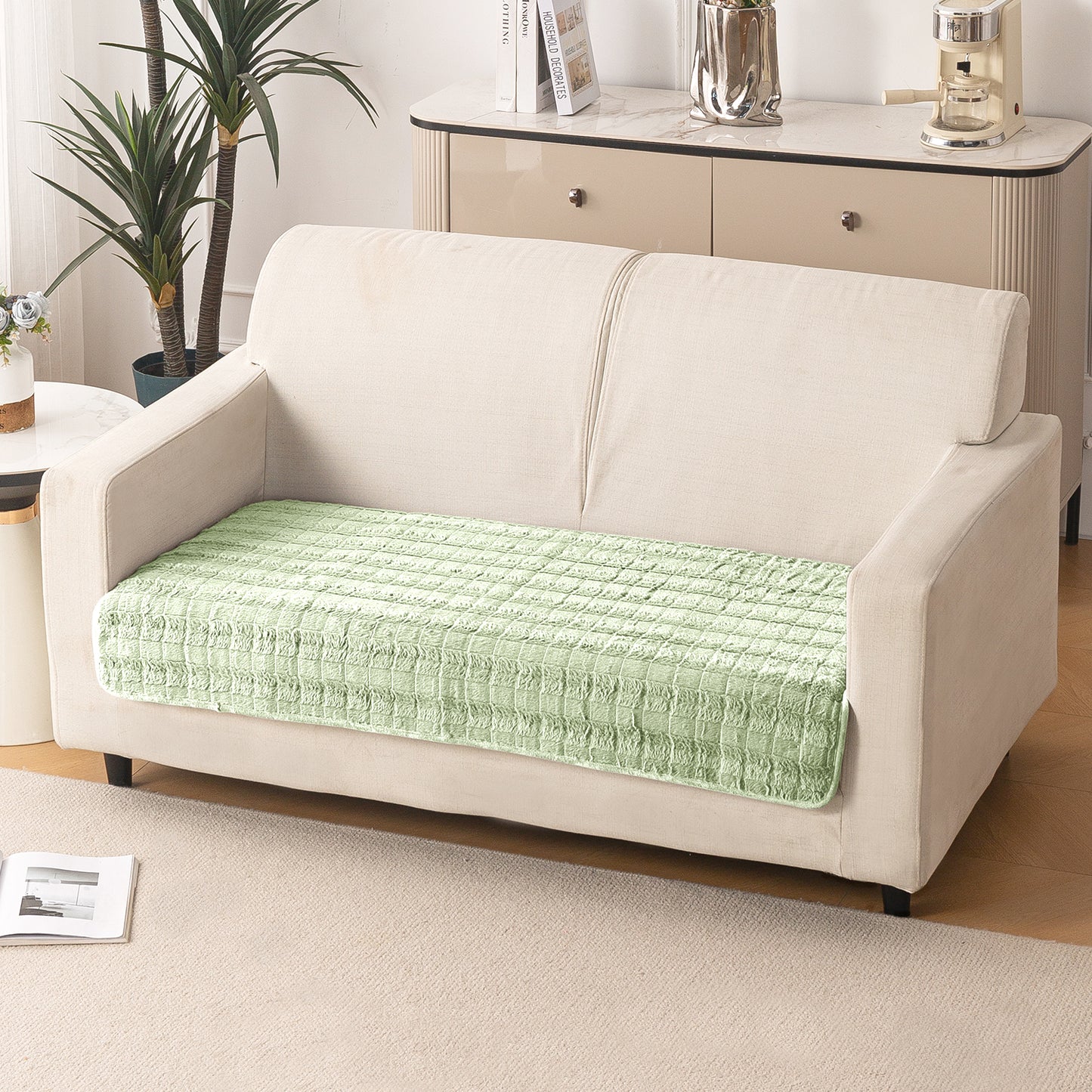 Premium Plush Anti Slip Sofa Mat for 1/2/3 Seater, Green