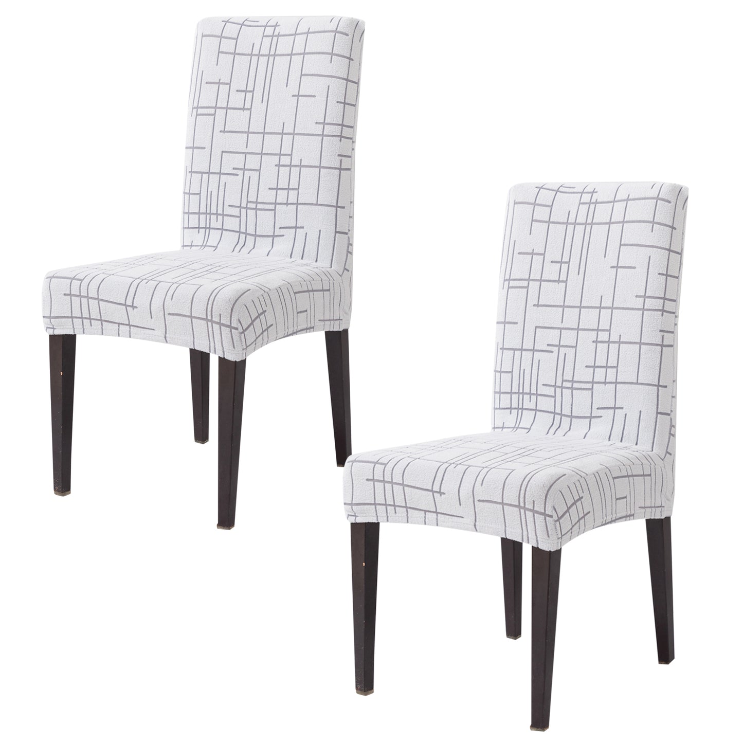 'Crossline Series' 180 GSM Jacquard Chair Cover Set 1/2/4/6, Light Grey