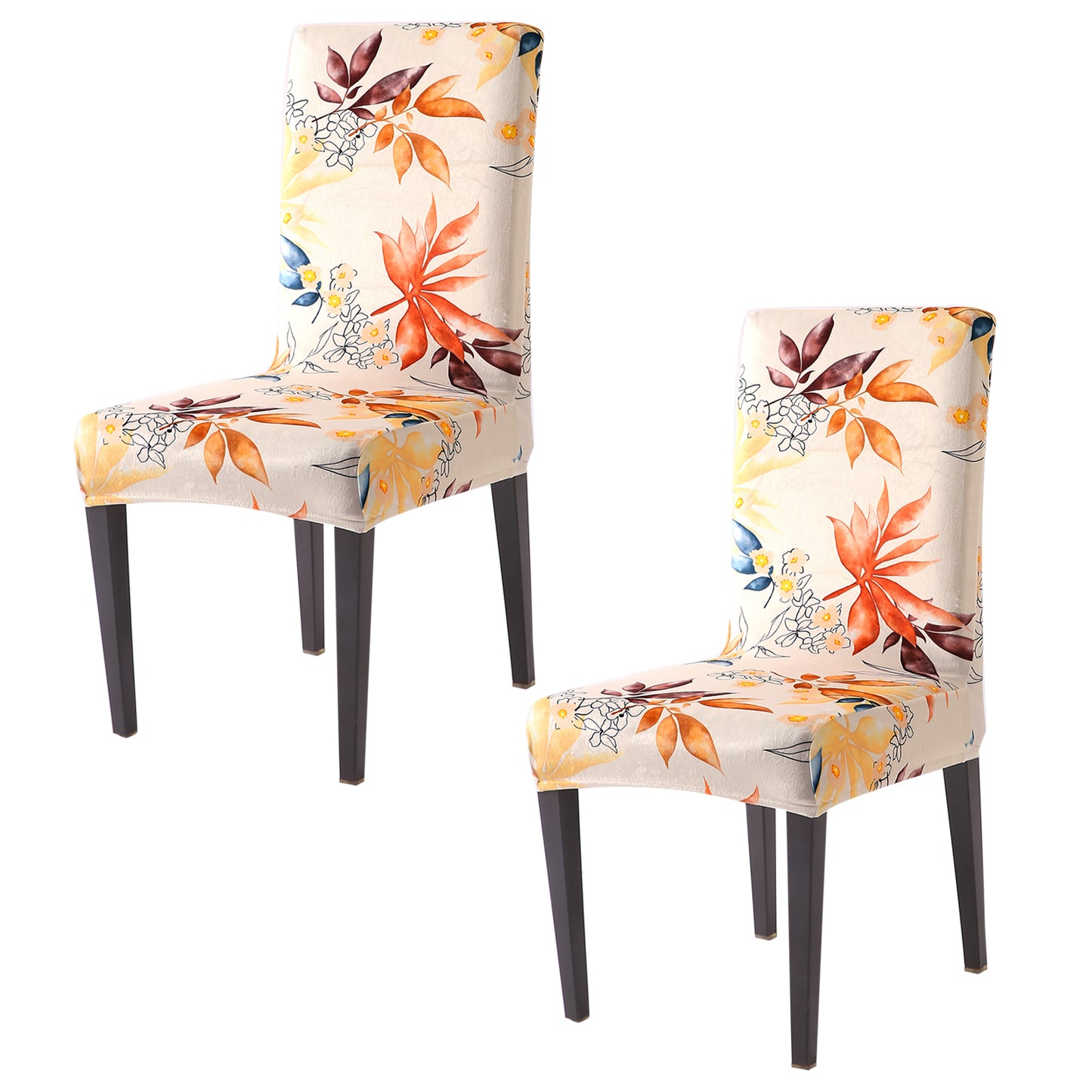 Premium Printed Velvet Dining Chair Cover Set, Amber Serene Flora
