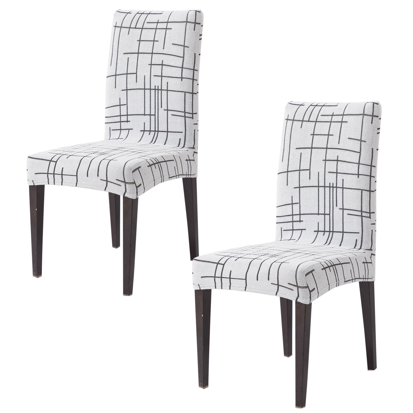 'Crossline Series' 180 GSM Jacquard Chair Cover Set 1/2/4/6, Dark Grey