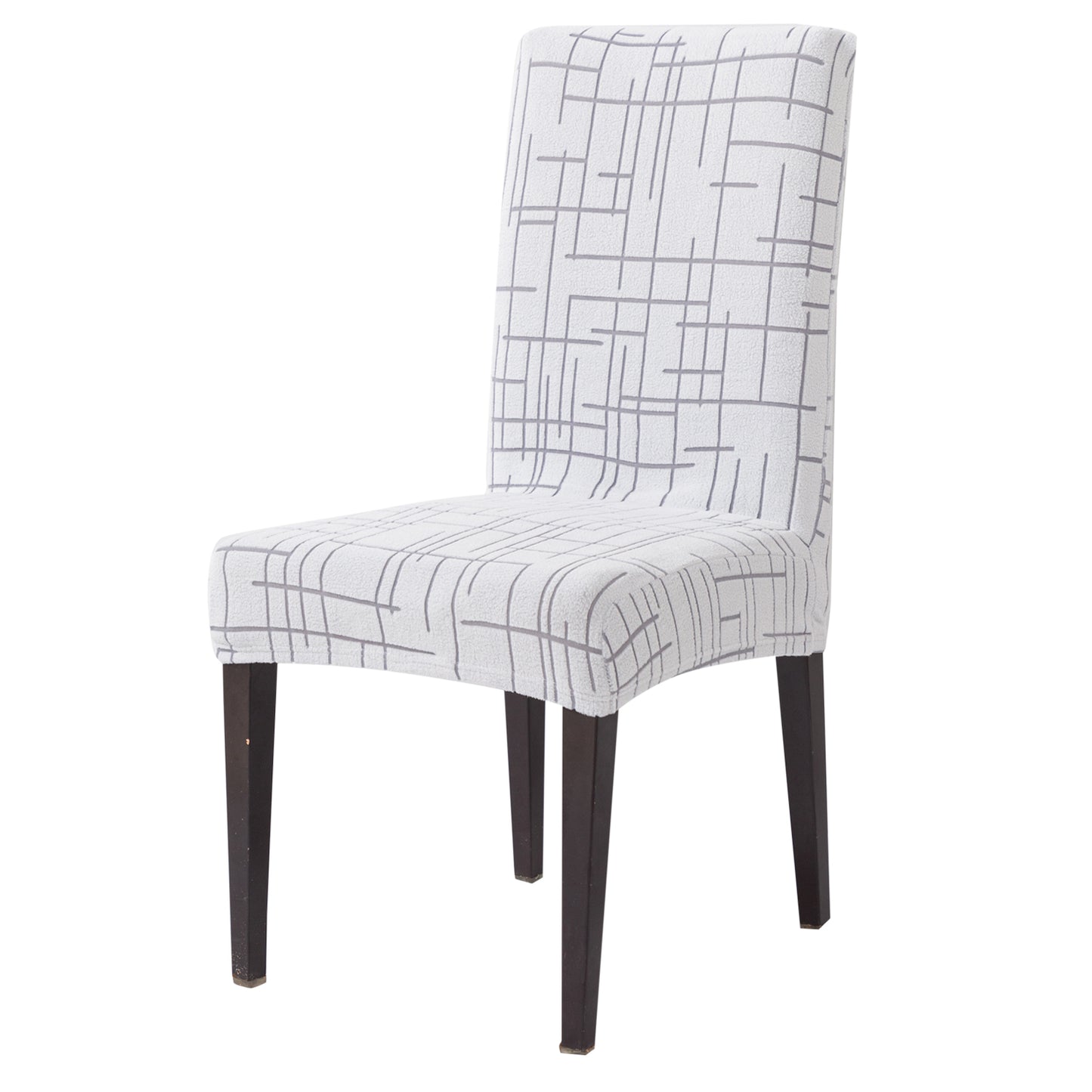 'Crossline Series' 180 GSM Jacquard Chair Cover Set 1/2/4/6, Light Grey