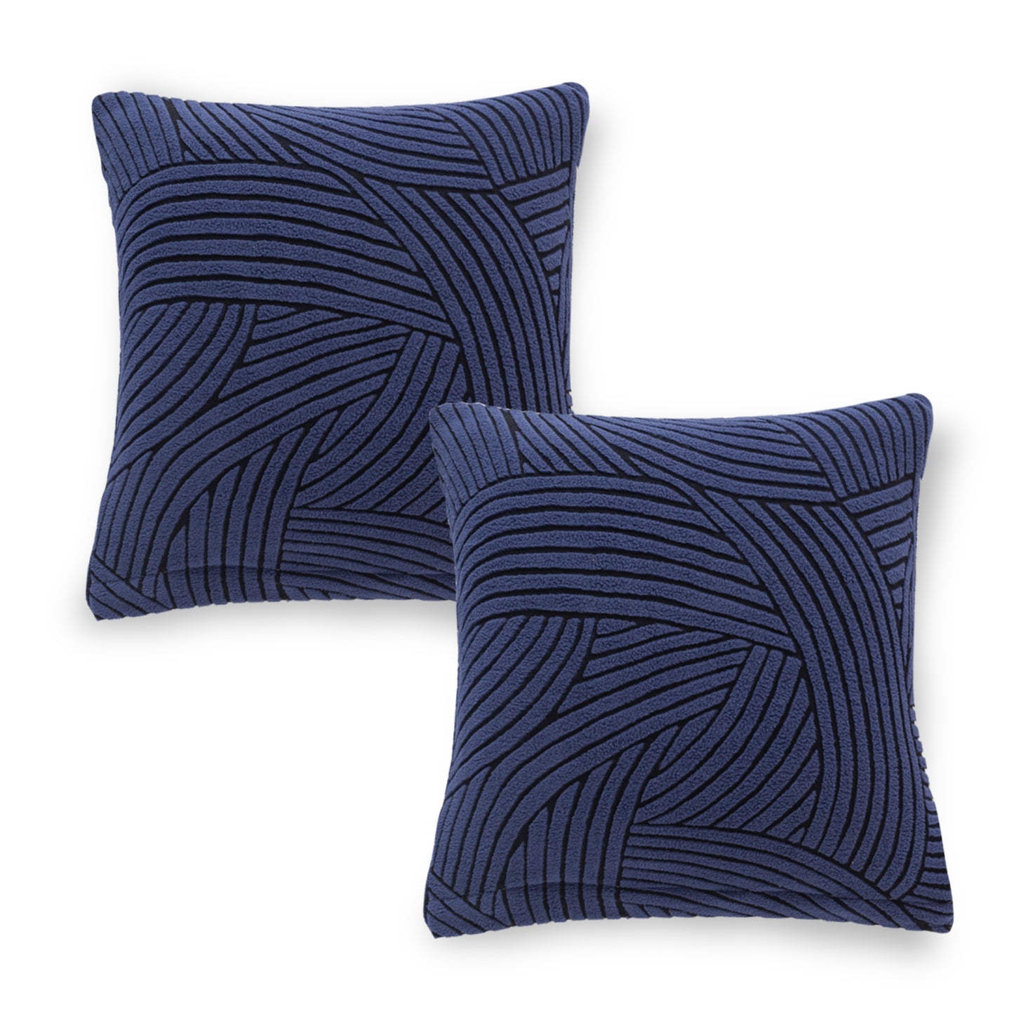 'WaveLine Series' Jacquard Cushion Cover Set of 2, Royal Blue