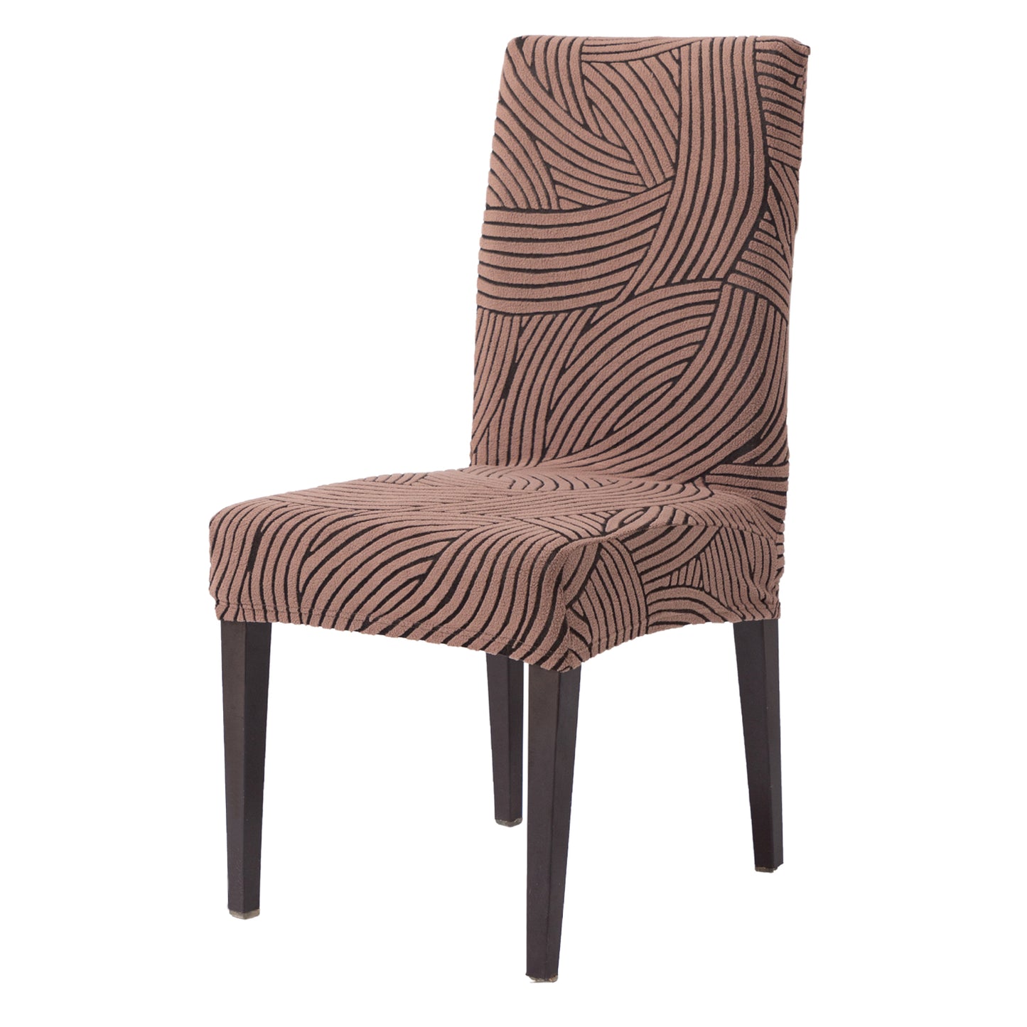 WaveLine Series 180 GSM Jacquard Chair Cover Set of 1/2/4/6, Rust Brown