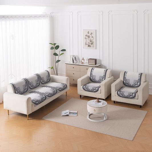 HeavenHue Fleece Soft Touch Quilted Sofa Cover Set Washable Sofa Panel for Seat & Back - Twilight Lace