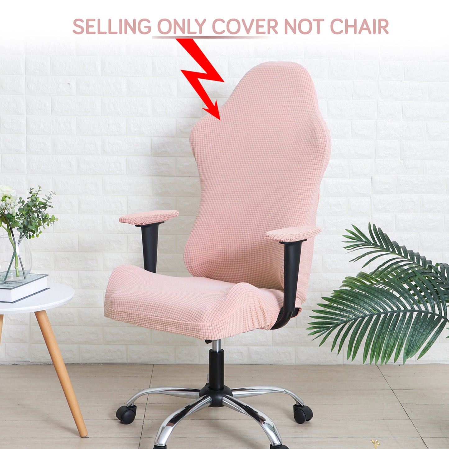Gaming Chair Cover Stretchable Elastic Jacquard Computer Rotating Chair Seat Covers Slipcover, Pink