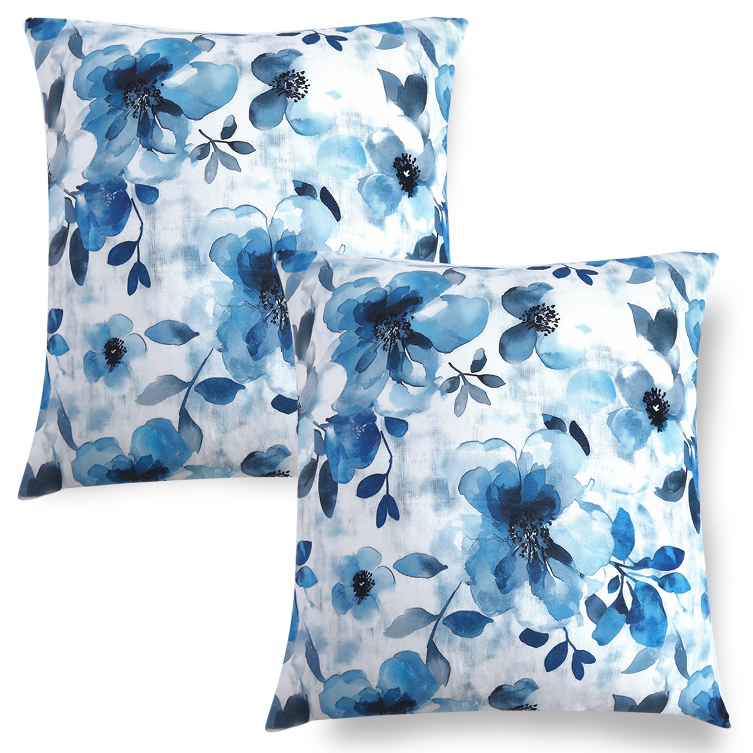 Buy Blue Azure Botanical Printed Velvet Pillow Covers
