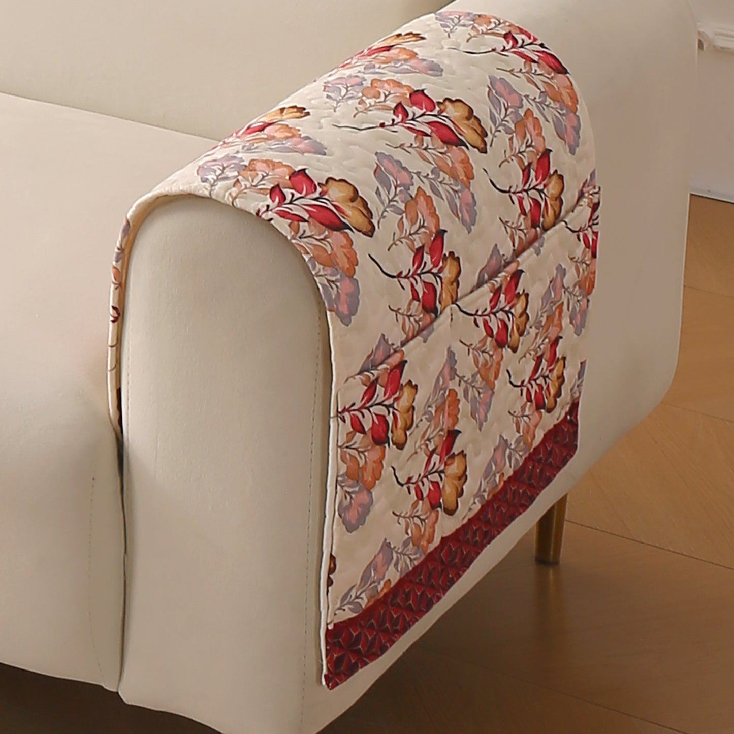 Florentina Series Printed Holland Velvet Sofa Mat - Autumn Cream
