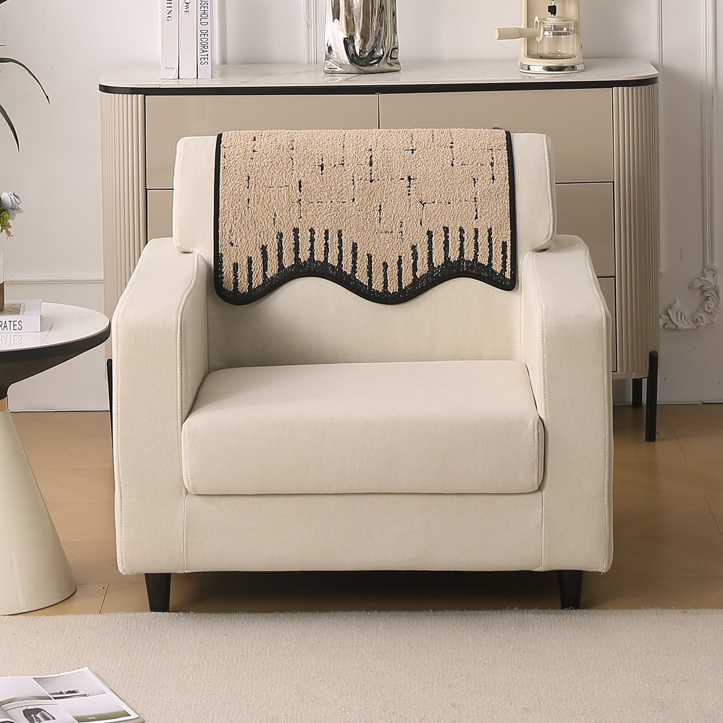 Premium Supple Soft Wavy with Curve Sofa Cover Mat, Brown