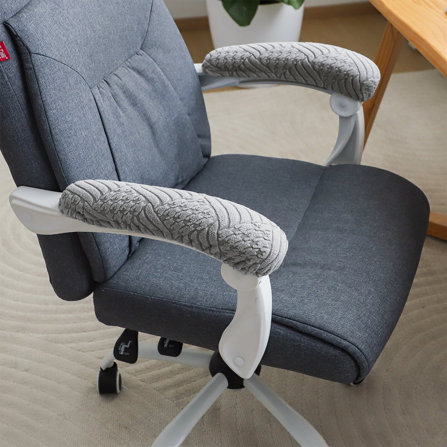 170gsm Jacquard Office Chair Arm Rest Cover (Elastic Style), 1 Pair, Light Grey