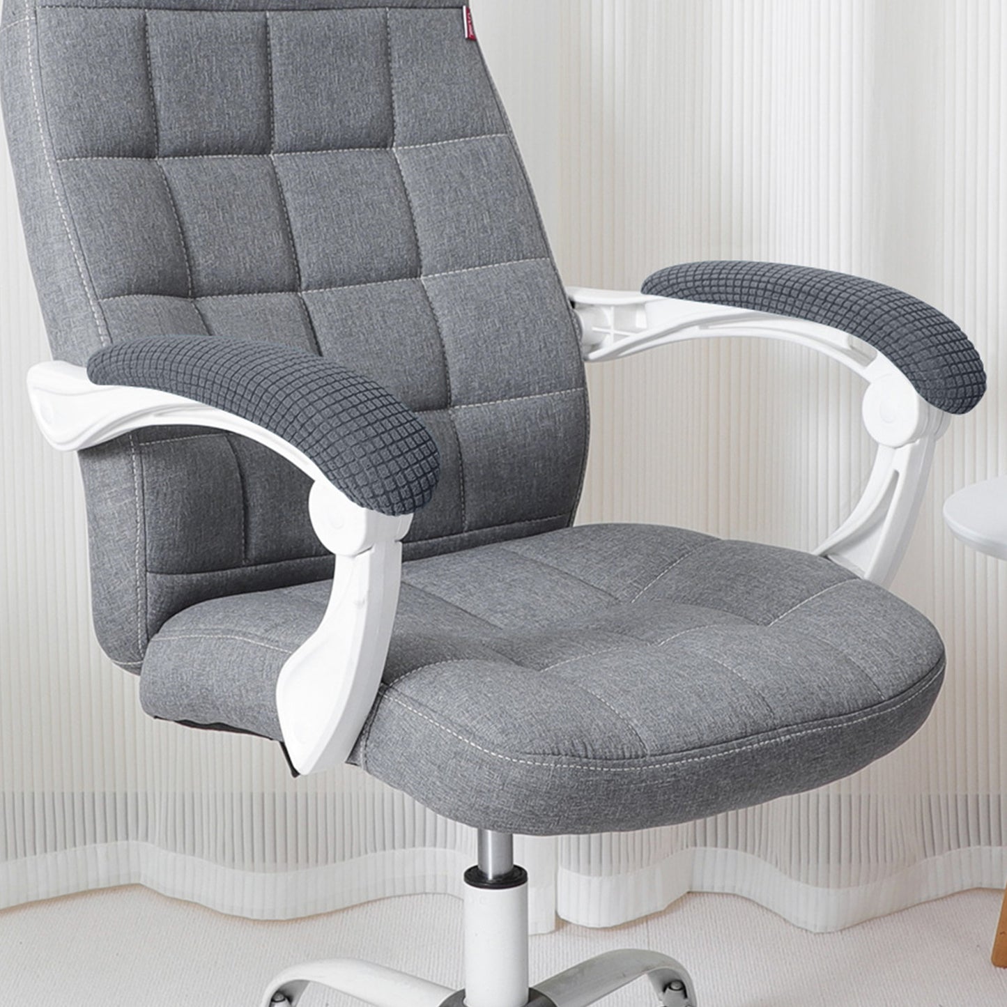 210gsm Jacquard Water Repellent Armrest Covers for Office Chair (Elastic Style), 1 Pair, Dark Grey
