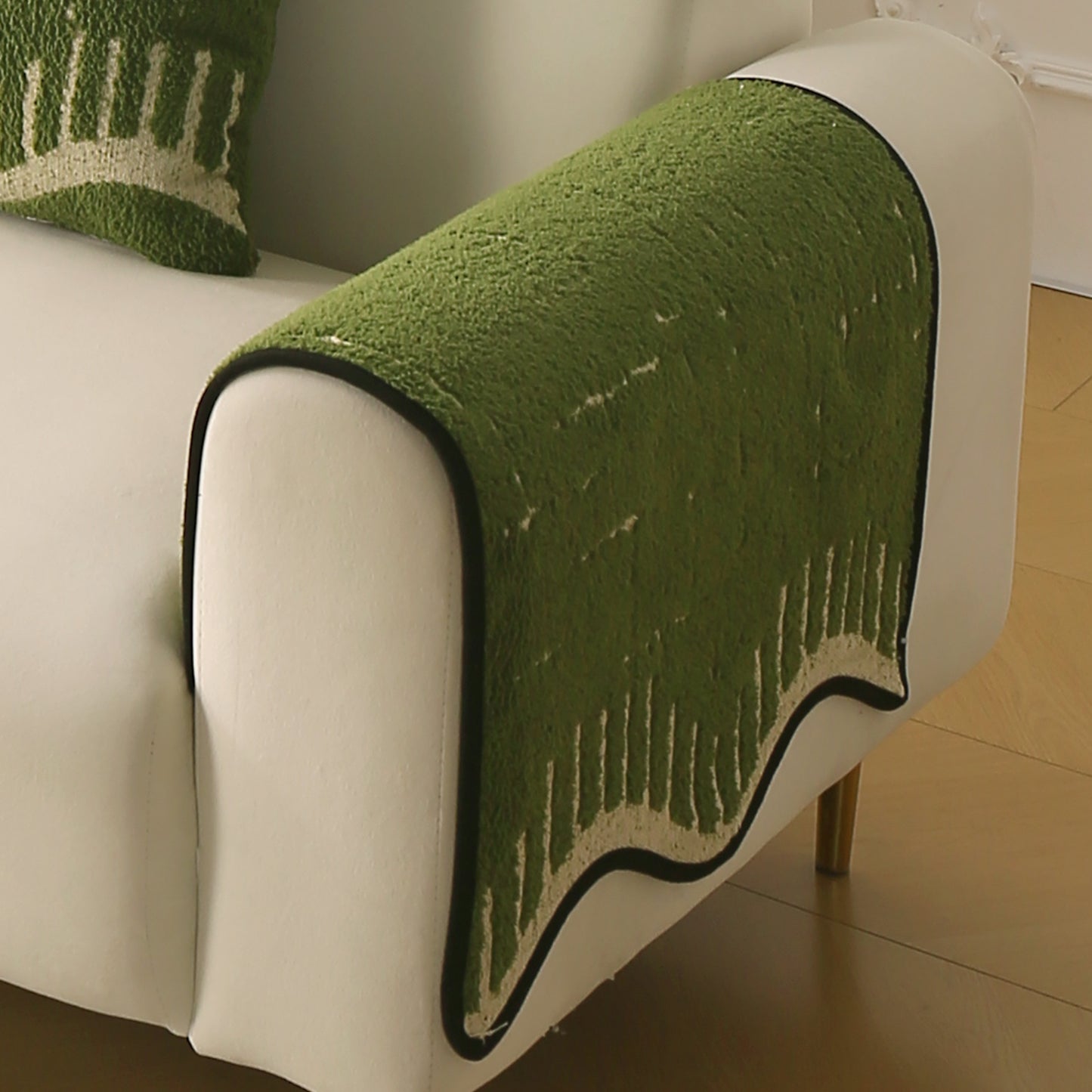 Premium Supple Soft Wavy with Curve Sofa Cover Mat, Green