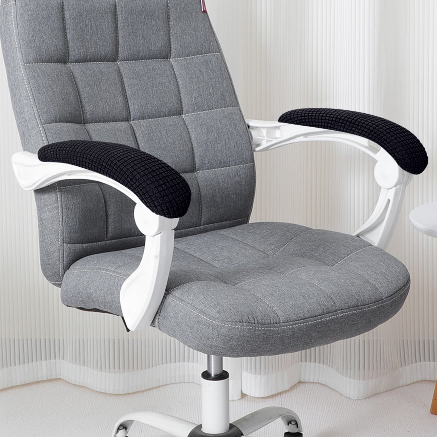 210gsm Jacquard Water Repellent Armrest Covers for Office Chair (Elastic Style), 1 Pair, Black