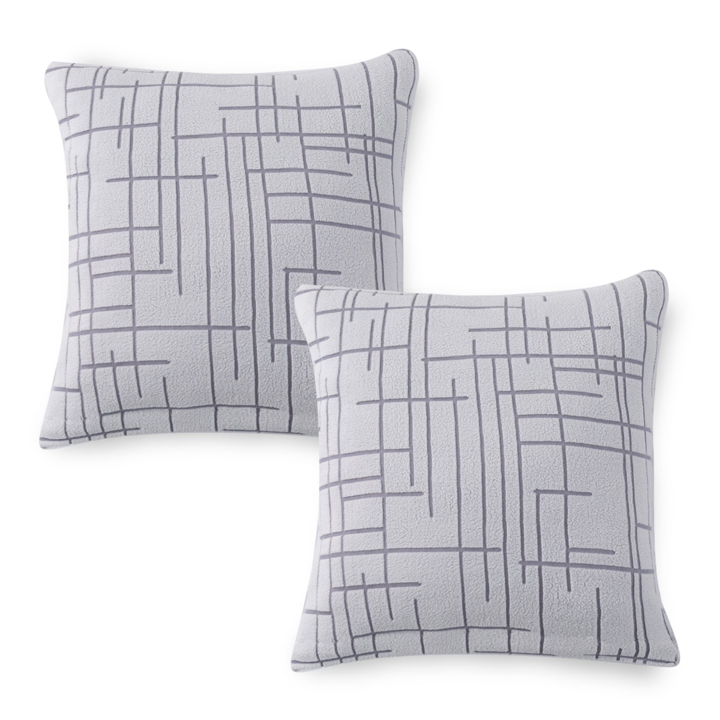 'Crossline Series' Jacquard Cushion Cover Set of 2, Light Grey
