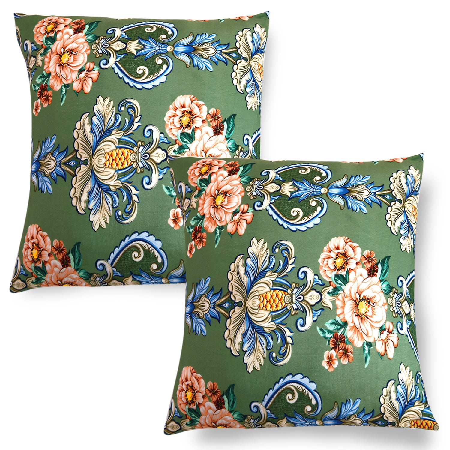 Buy Green Victorian Garden Printed Velvet Pillow Covers