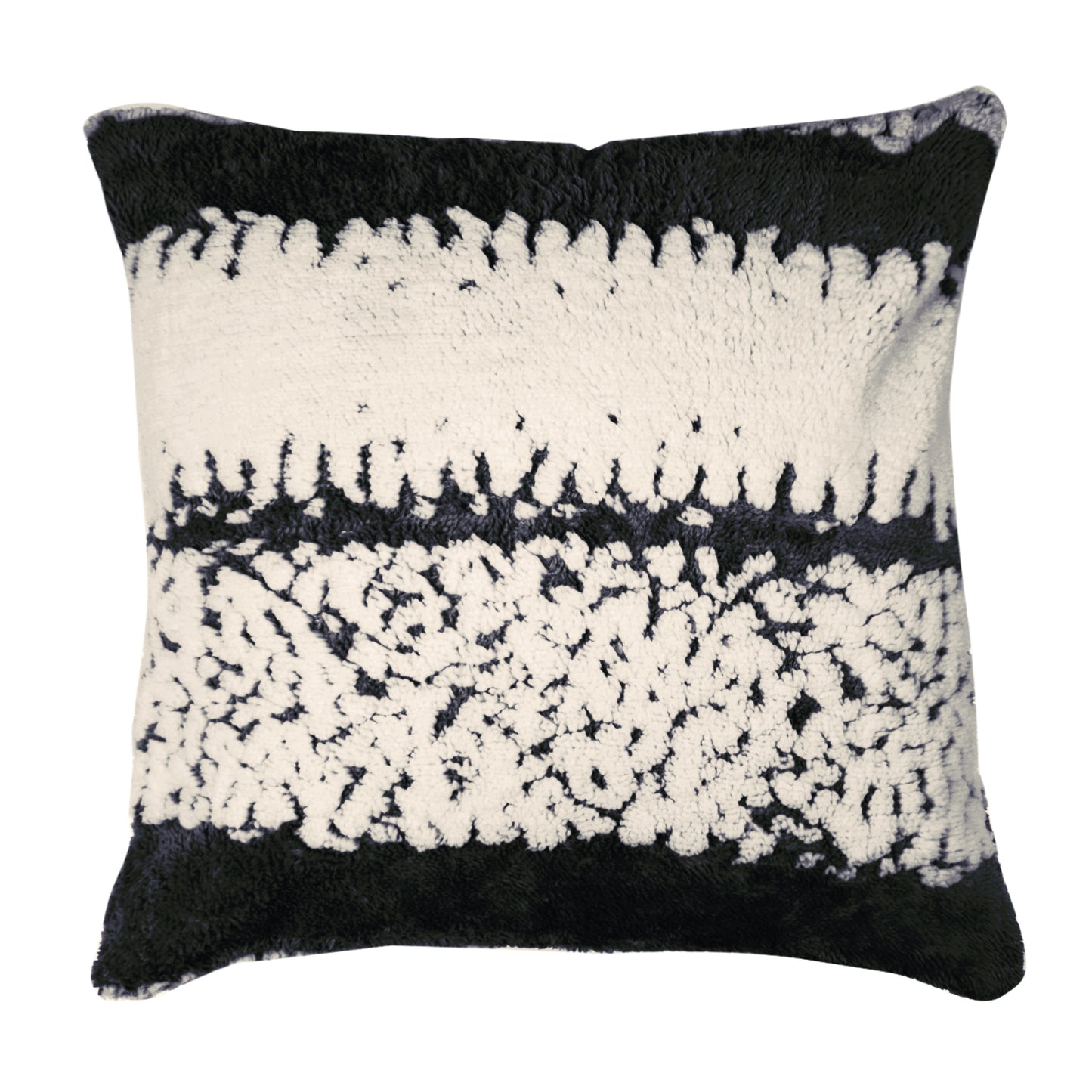 Luxury Wavy Plush Cushion Cover for Sofa - Black