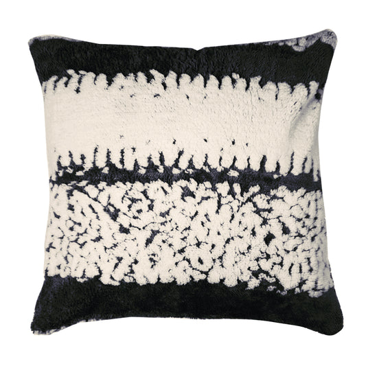 Luxury Wavy Plush Cushion Cover for Sofa - Black