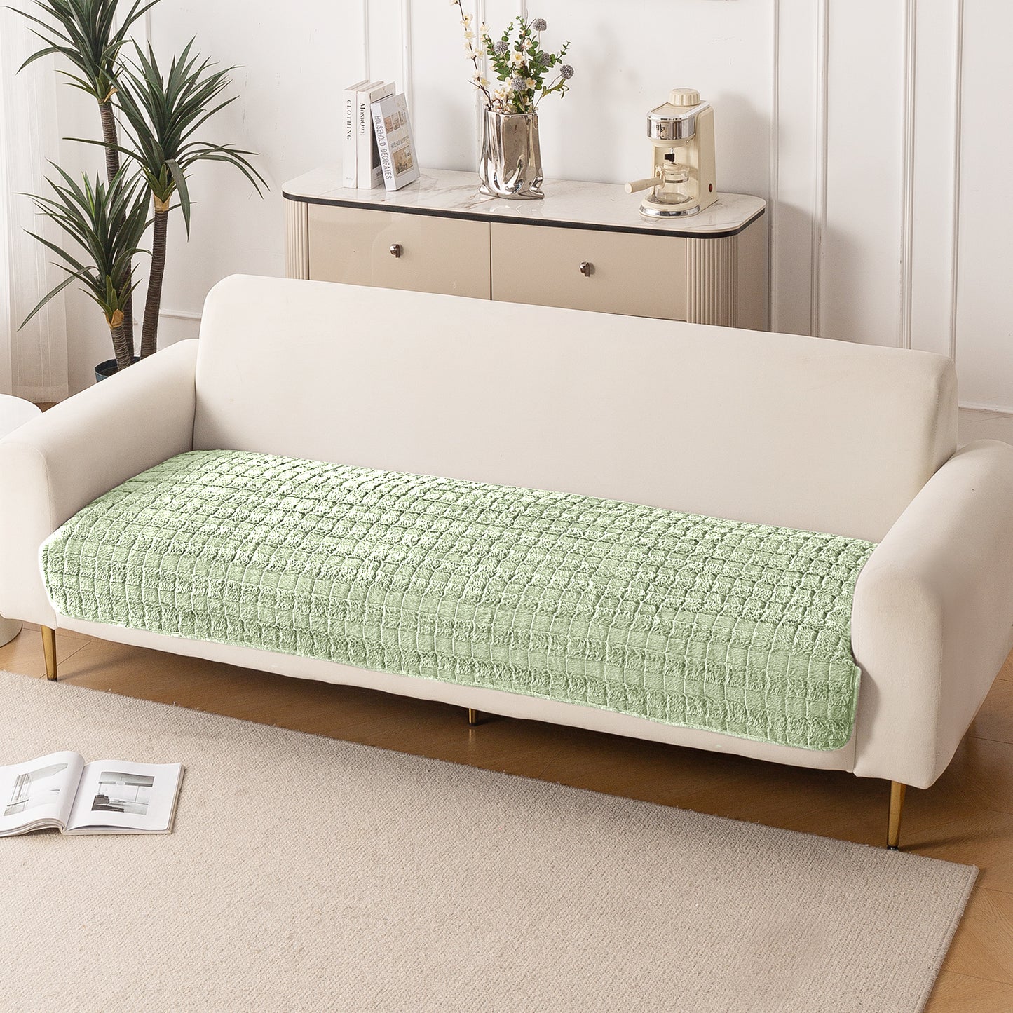 Premium Plush Anti Slip Sofa Mat for 1/2/3 Seater, Green