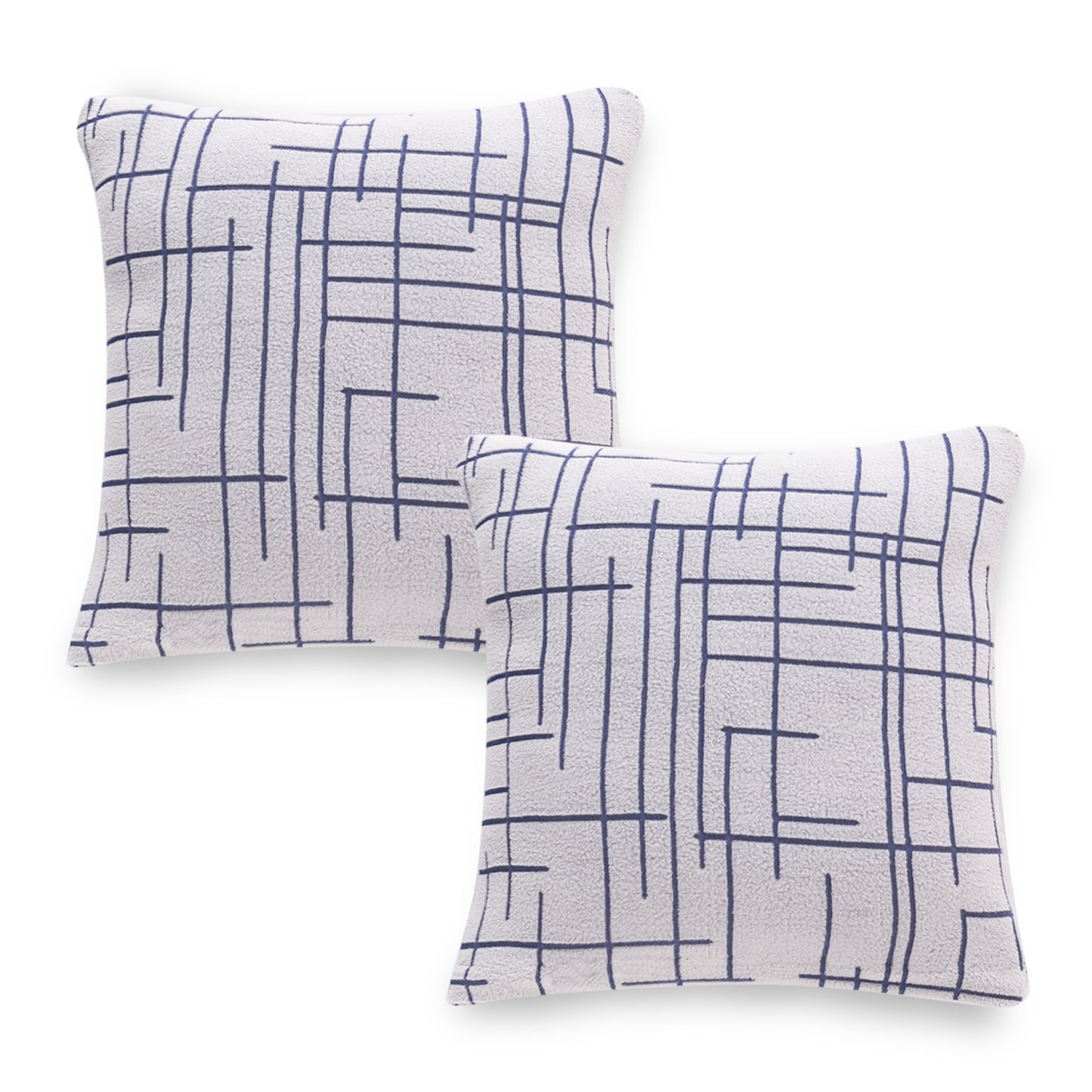 'Crossline Series' Jacquard Cushion Cover Set of 2, Navy Blue