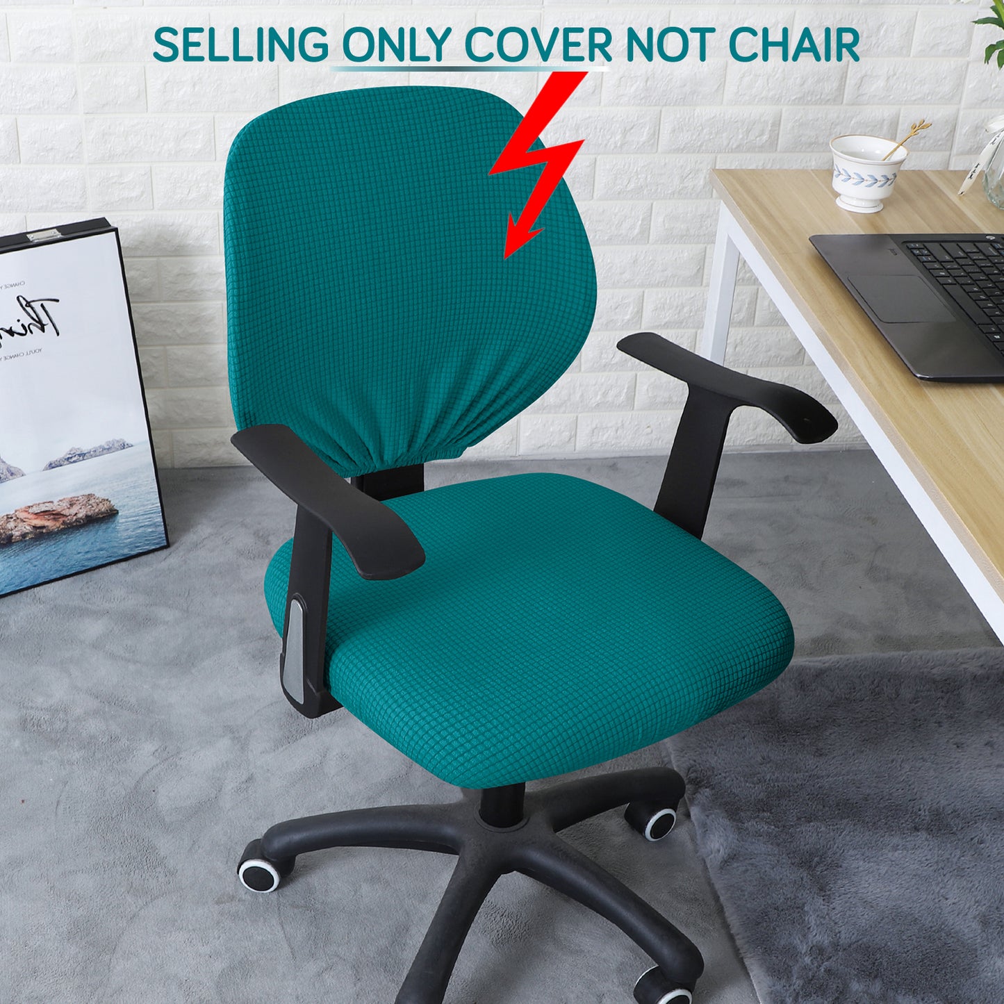 Teal Stretchable Jacquard office chair covers for Rotating Chair & Computer Desk Chair
