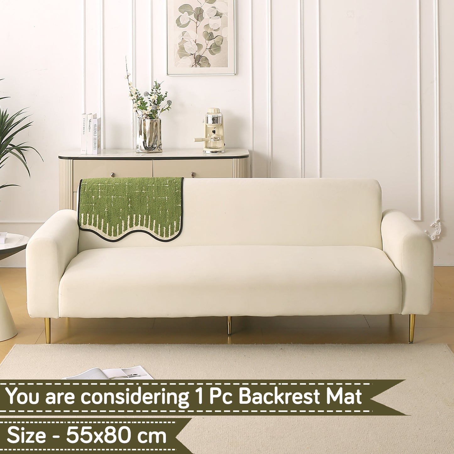 Premium Supple Soft Wavy with Curve Sofa Cover Mat, Green