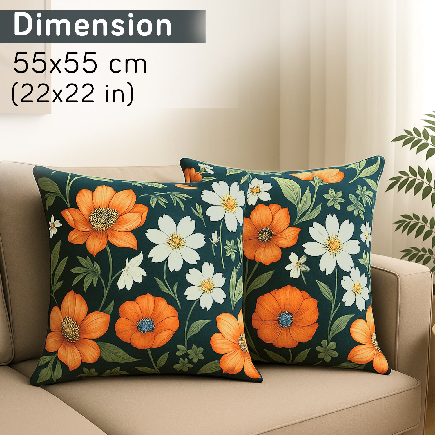 Buy Teal Twilight Garden Printed Zippered Velvet Sofa Cushion Covers